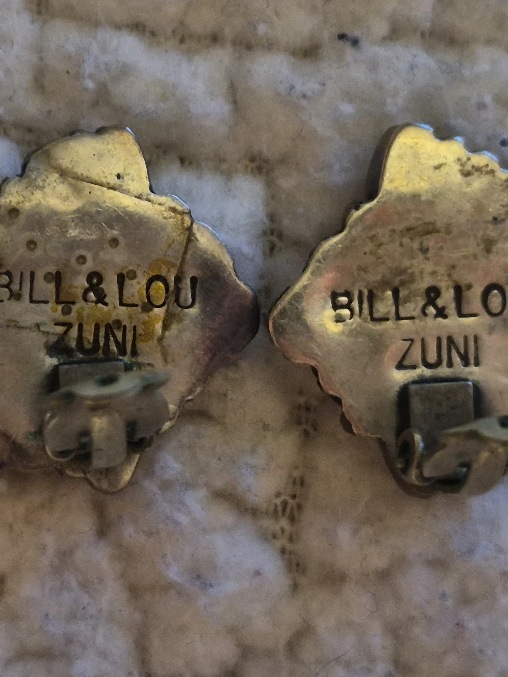 Vintage Bill & Lou Laweka Zuni Sterling Turquoise Earrings - Picture 6 of 6